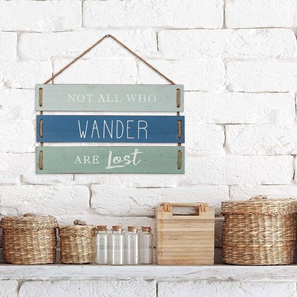Not All Who Wander Are Lost Wall Decor Decorative Wood Plank Sign 17” x 9.75” - Picture 3 of 6